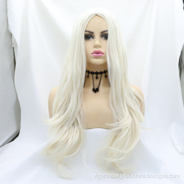 Vigorous 14 natural availble color accept customization black brown blonde long hair wig for black women synthetic wave